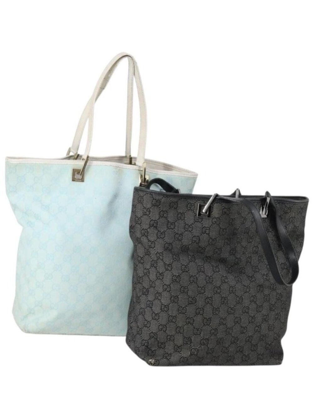 GUCCI GG Canvas Tote Bag 2 Set Light Blue Black